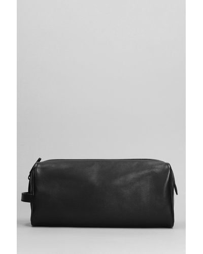 Common Projects Clutch In Black Leather - Grey
