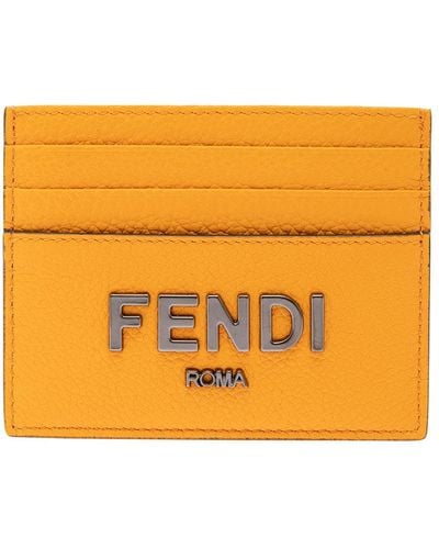 Fendi Card-Holder With Metal Logo - Orange