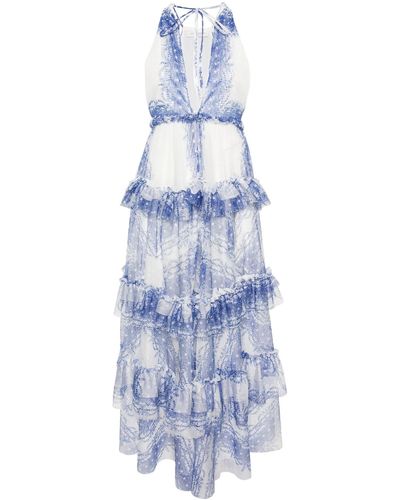 Philosophy Di Lorenzo Serafini Dress With Flounces - Blue