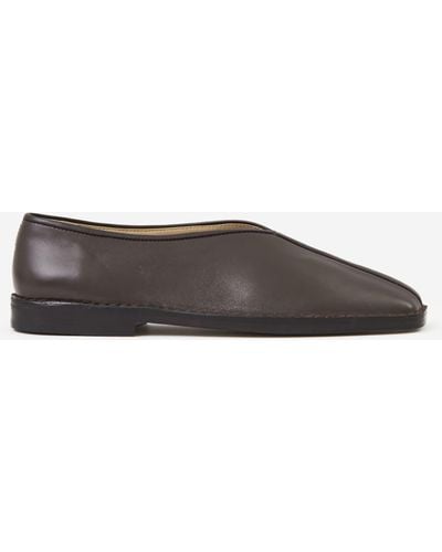 Lemaire Flat Piped Slippers Shoes - Brown