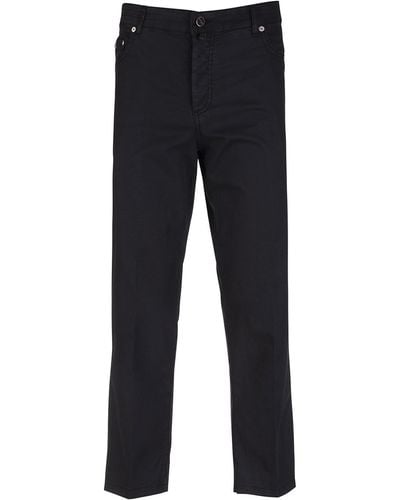 Kiton Man Carrot Fit Jeans In Black Cotton