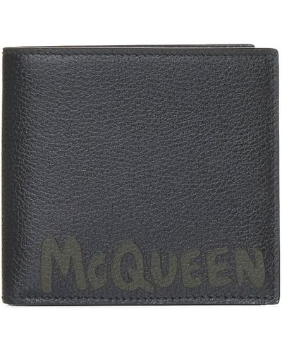Alexander McQueen Logo Leather Bifold Wallet - Gray