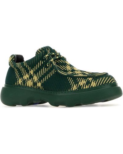 Burberry Embroidered Fabric Creeper Lace-Up Shoes - Green