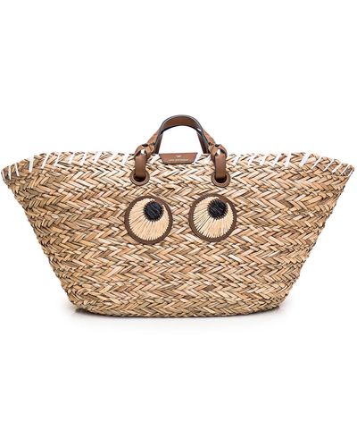 Anya Hindmarch Paper Eyes Large Basket Bag in Natural | Lyst
