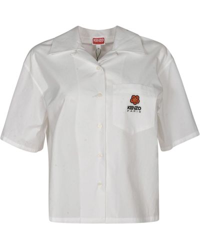 KENZO Boke Cropped Hawaiian Shirt - White