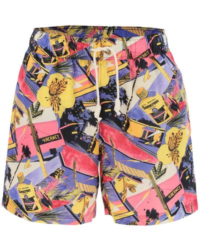 Palm Angels Swimtrunks With Miami Mix Print - Multicolor