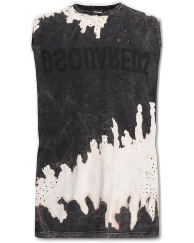 DSquared² Tie-Dyed Sleeveless T-Shirt - Black