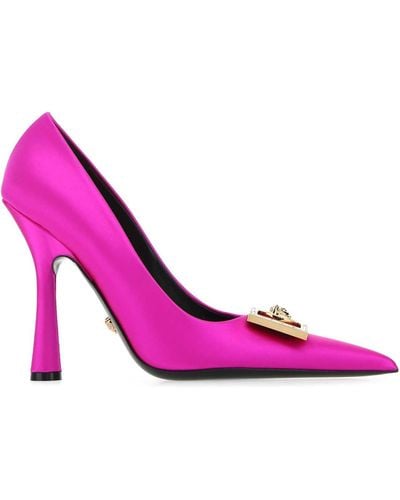 Versace Fuchsia Satin Court Shoes - Pink