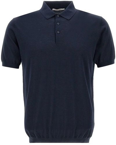 Kangra Silk And Cotton Polo Shirt - Blue