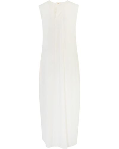 Liviana Conti Dress With Crater Neck - White