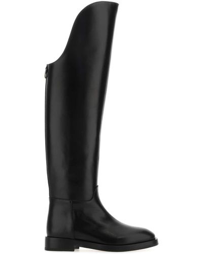 DURAZZI MILANO Leather Equestrian Boots - Black