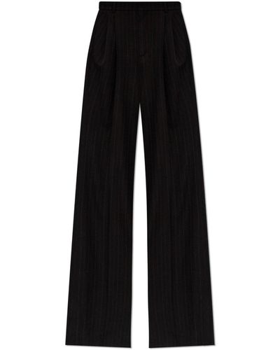 Saint Laurent Wide Leg Striped Trousers - Black