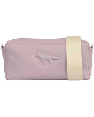 Maison Kitsuné Leather Shoulder Bag - Pink