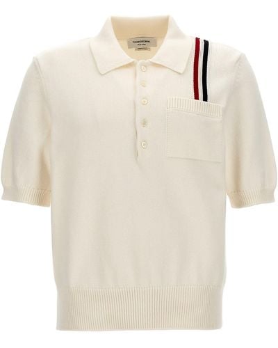 Thom Browne Jersey Stitch Polo Shirt - White
