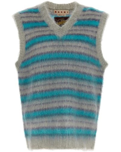 Marni 'Brushed Stripes Fuzzy Wuzzy' Vest - Blue