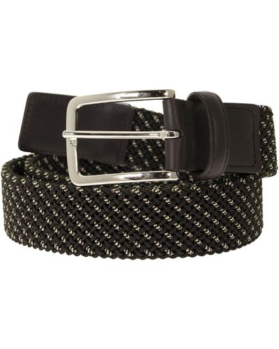 Hogan Elastic Belt In Fabric And Leather - Black
