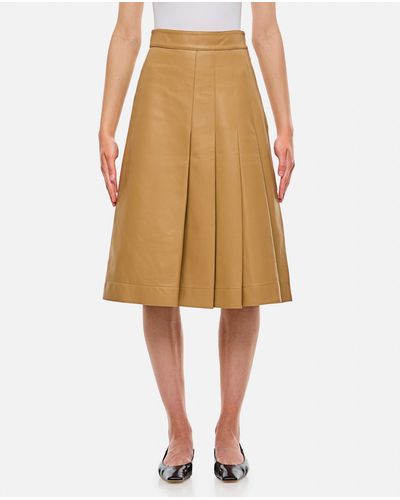 Saks Potts Nicole Midi Leather Skirt - Natural
