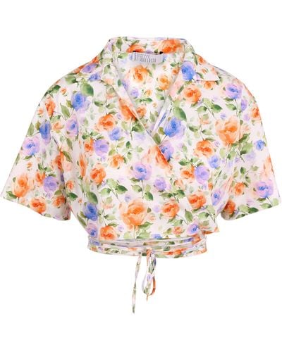 GIUSEPPE DI MORABITO Cropped Floral Cotton Shirt - Multicolor
