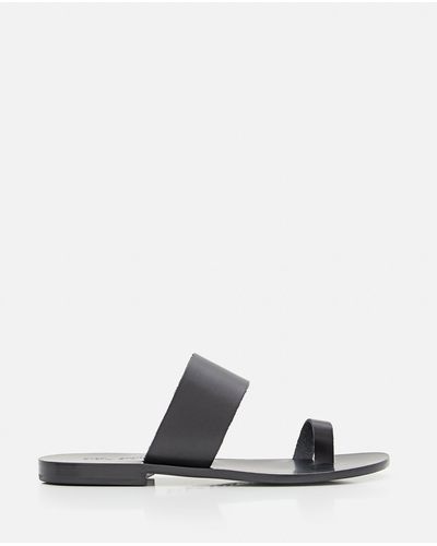 Capri Positano Single Toe Band Leather Flat Sandals - White