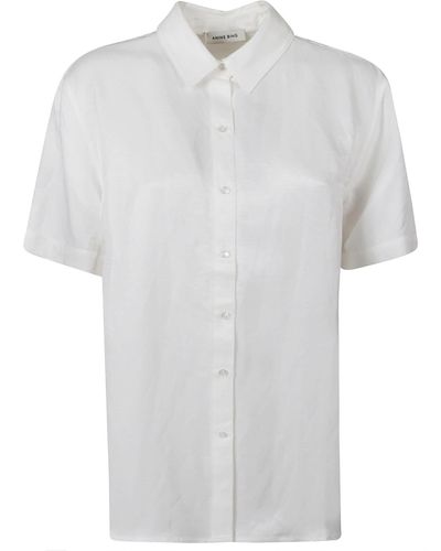 Anine Bing Short-Sleeved Plain Shirt - White
