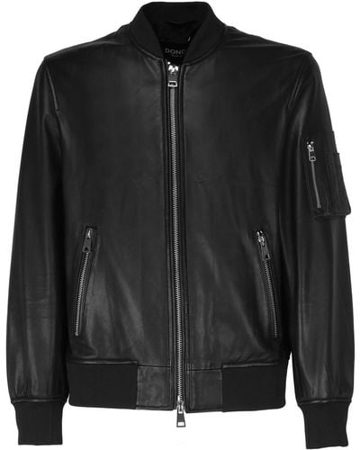 Dondup Leather Jacket With Zip - Black