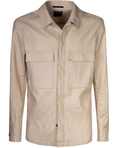 Zegna Cargo Buttoned Shirt - Natural