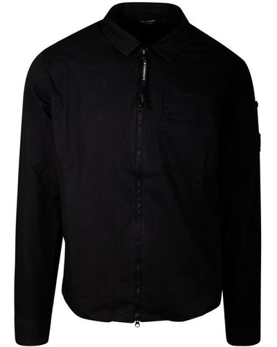 C.P. Company Zip Up Collared Shirt - Black