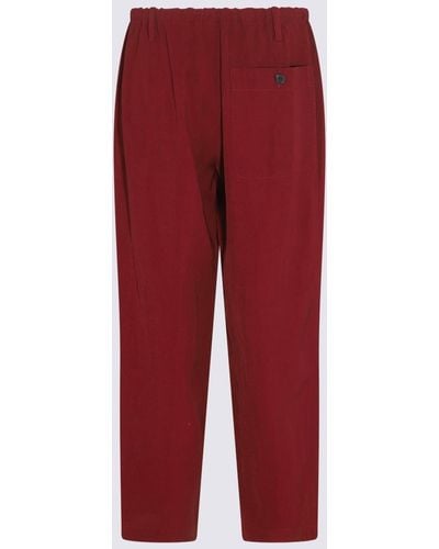 Dries Van Noten Burgundy Linen Blend Pants - Red