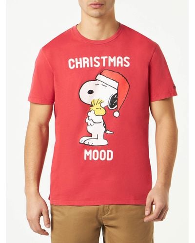 Mc2 Saint Barth Heavy Cotton T-Shirt With Snoopy Print Peanuts Special Edition - Red