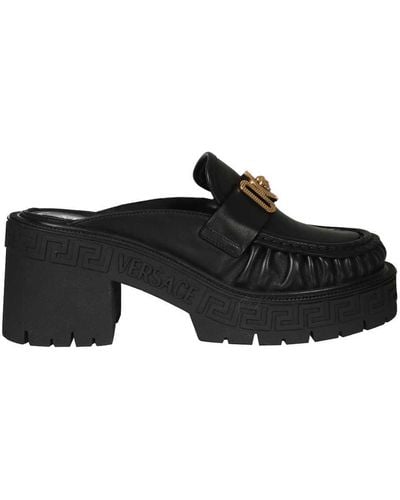 Versace Leather Mules - Black