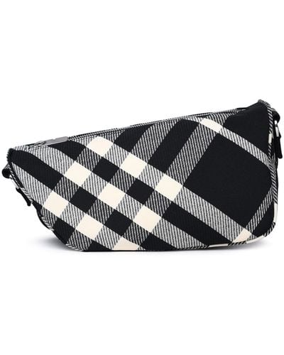 Burberry 'Shield Messenger' Cotton Blend Crossbody Bag - Black