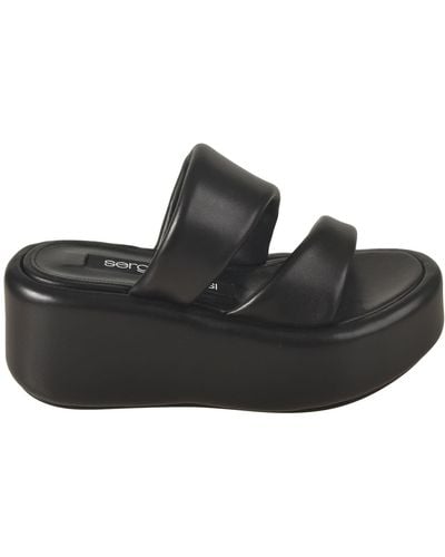Sergio Rossi Spongy Wedge Sandals - Black