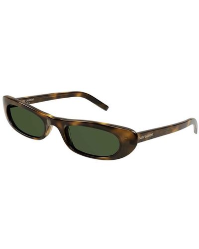 Saint Laurent Sl557 Rectangular-frame Acetate Sunglasses - Green