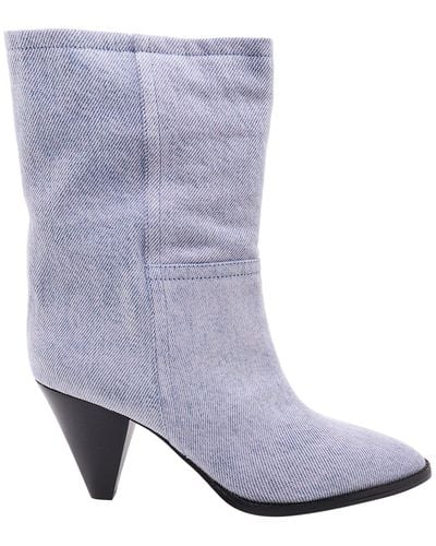 Isabel Marant Straight Leg Leather Boots - Purple