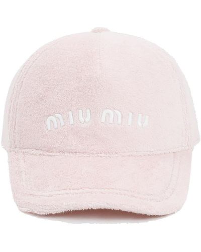 Miu Miu Terry Logo Embroidered Baseball Cap - Pink