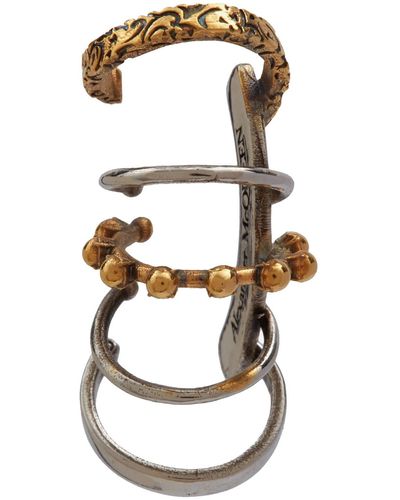 Alexander McQueen Punk Multiple-ring Brass Ear Cuff - Metallic
