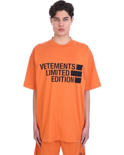Vetements T-shirt In Orange Cotton