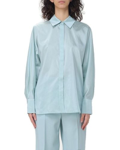 Max Mara Studio Clan Buttoned Long-sleeved Top - Blue