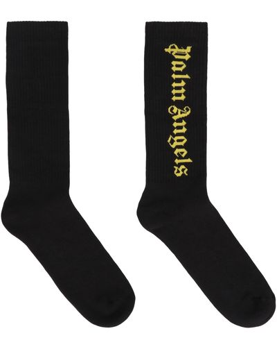 Palm Angels Logo-intarsia Ankle Socks - Black