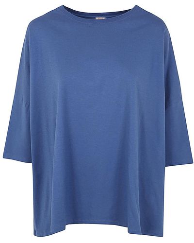 Apuntob Short Sleeves Crew Neck Oversize T-Shirt - Blue