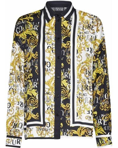 Versace Shirt With All-Over Couture Logo And Stripe Print - Multicolour