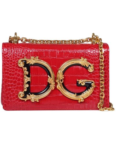 Dolce & Gabbana Shoulder Bag In Red Leather
