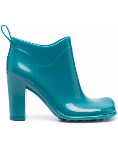Bottega Veneta Shine Square Toe Ankle Boots - Blue