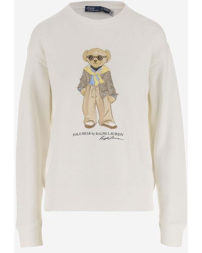 Ralph Lauren Cotton Blend Polo Bear Sweatshirt - White