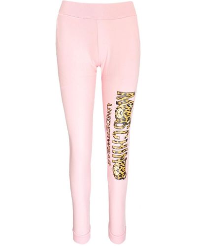 Moschino Leopard Logo Track Pants - Pink