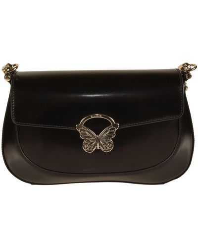 Blugirl Blumarine Butterfly Logo Flap Shoulder Bag - Black