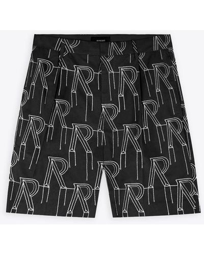 Represent Embrodiered Initial Tailored Short Cotton Pleated Short With Monogram Embroidery - Black