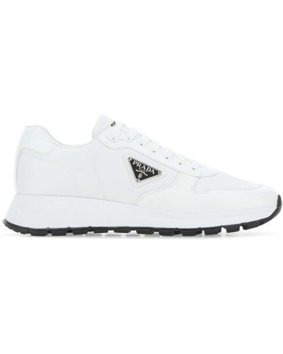 Prada Re-Nylon And Leather Sneakers - White