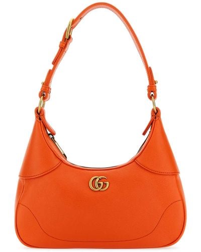 Gucci Leather Small Aphrodite Handbag - Orange