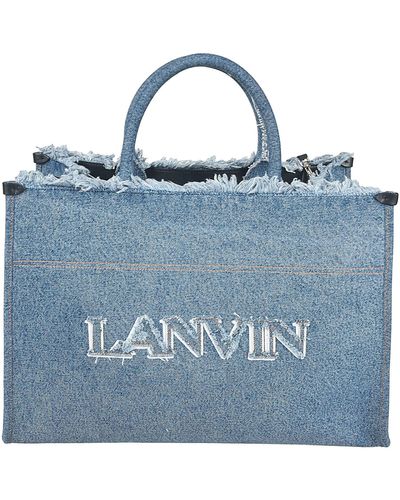Lanvin Frayed Edge Denim Tote Bag - Blue